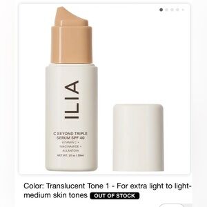 Ilia C beyond triple serum broad spectrum. SPF 40.